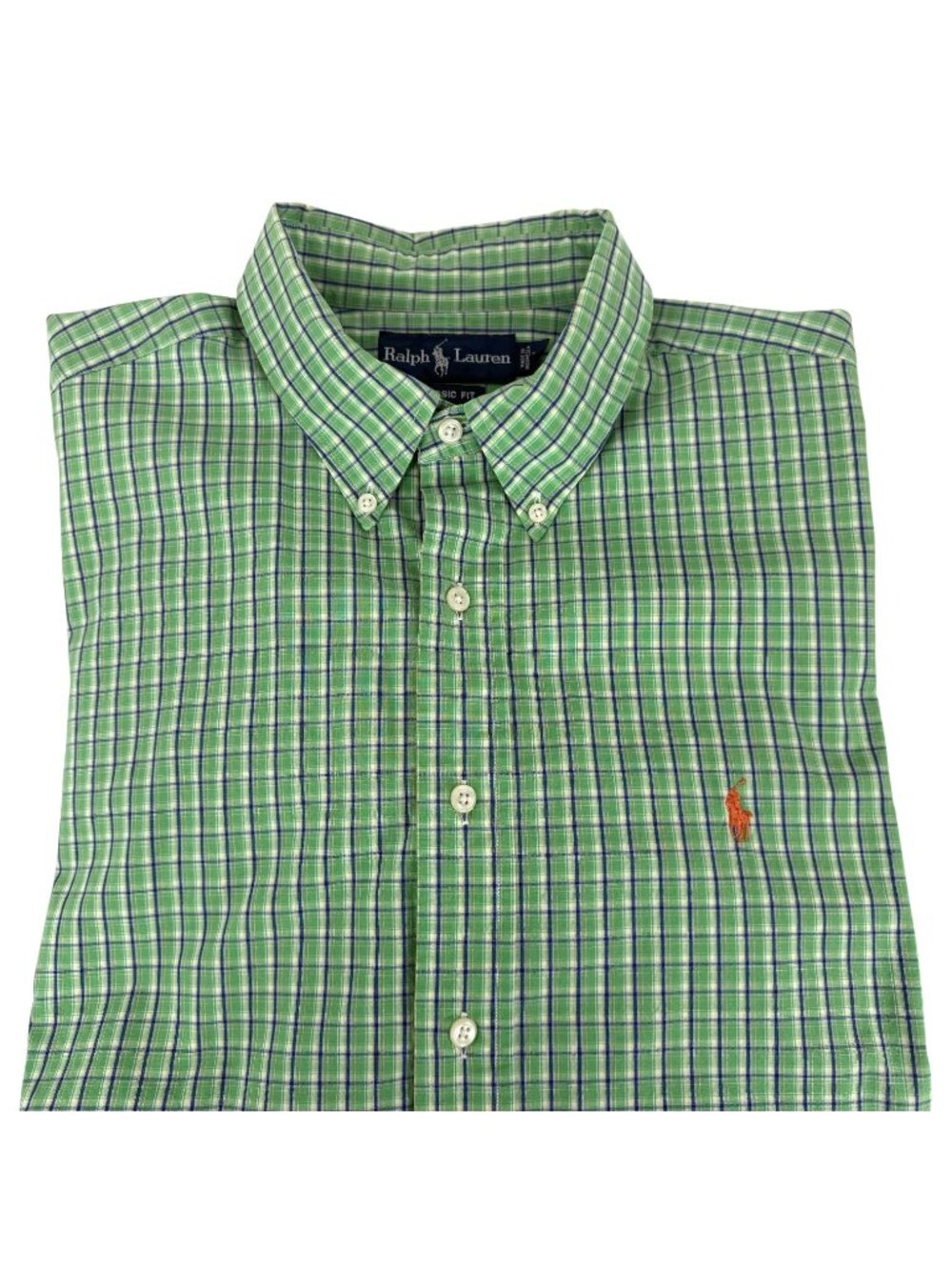 Ralph Lauren Mens XL Green Plaid Button Down Shirt Classic‎ Fit Long Sleeve